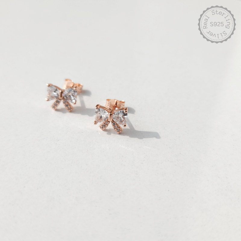 925 Silver Zircon Floral Knot Earrings