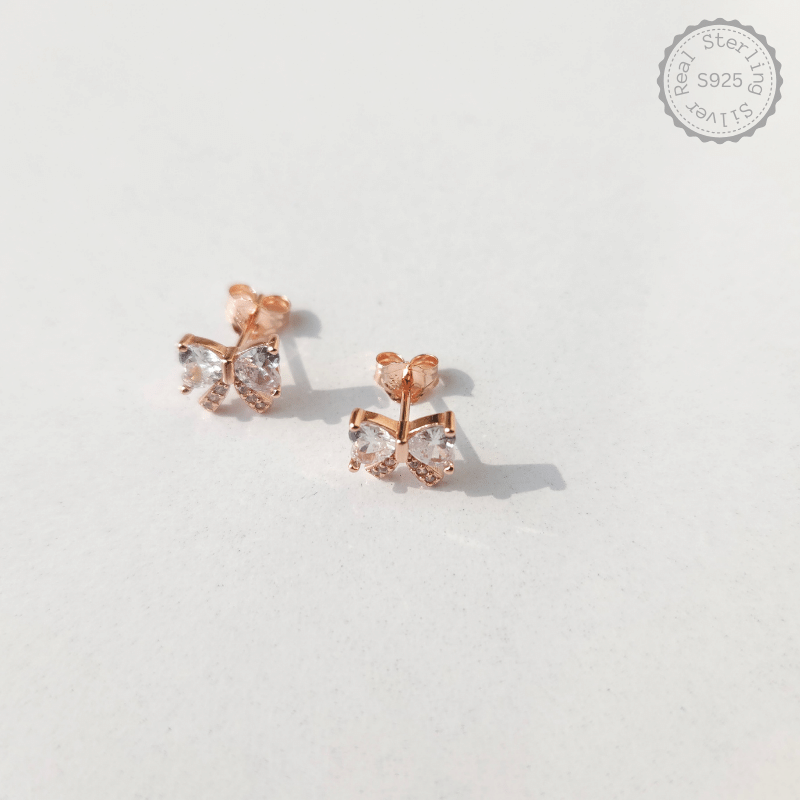 925 Silver Zircon Floral Knot Earrings