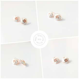 Swirl stud with CZ 925 Silver Earrings