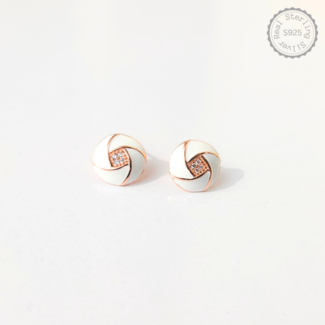 Swirl stud with CZ 925 Silver Earrings