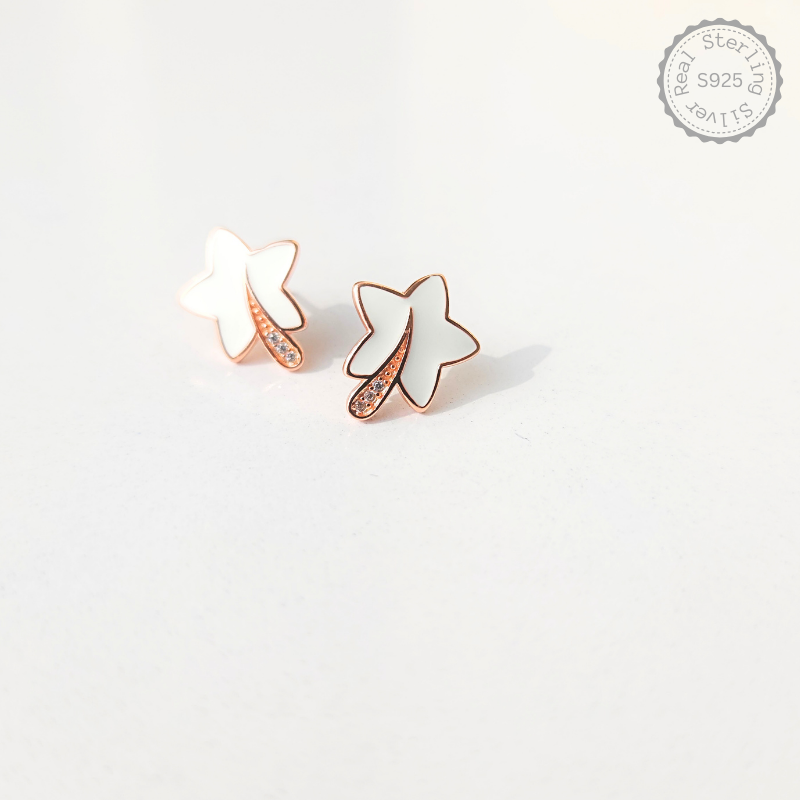 Star with CZ 925 Silver Earrings