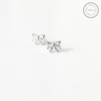 Silver Zircon Floral Knot Earrings