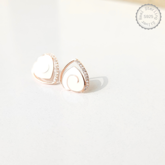 Heart with CZ 925 Silver Earrings