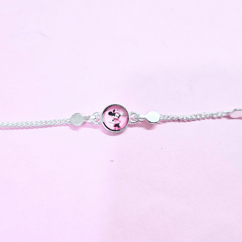 Mini Mouse Kids Silver Rakhi with Adjustable Chain