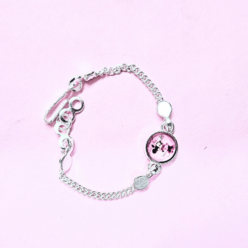 Mini Mouse Kids Silver Rakhi with Adjustable Chain