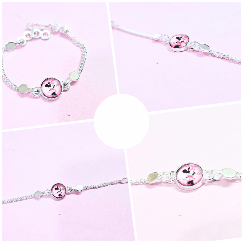 Mini Mouse Kids Silver Rakhi with Adjustable Chain